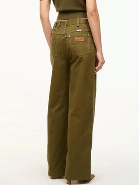 NWT STAUD  X Wrangler The Loose WIde Leg Jean in Sergeant Sz 27 Army Green
